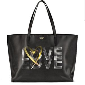 Victoria's Secret Black Love Tote Bag